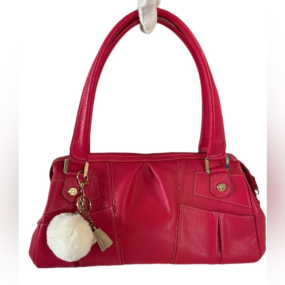 Samantha Thavasa Deluxe Red Leather Boston Doctors Bag
